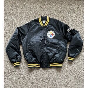 Vintage Chalk Line NFL Pittsburgh Steelers Flight Bomber Style Jacket Men LARGE
